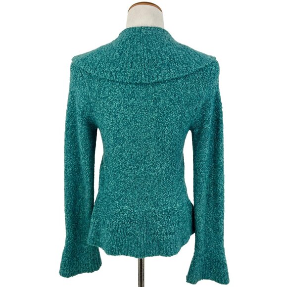 Vintage Victoria’s Secret Teal Plunging V-Neck Ruffled Cardigan Sweater Jumper - Picture 6 of 10